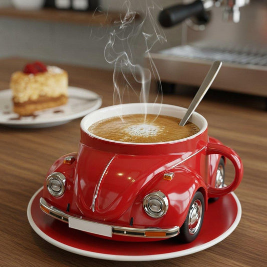 Ceramic Coffee Mug with Retro Car Design – Unique 3D Style for Beverages