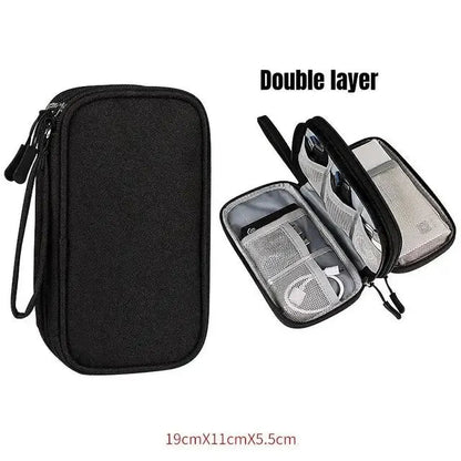 Travel Cable Organizer with Waterproof Storage Bag – Double-Layer Electronics Case
