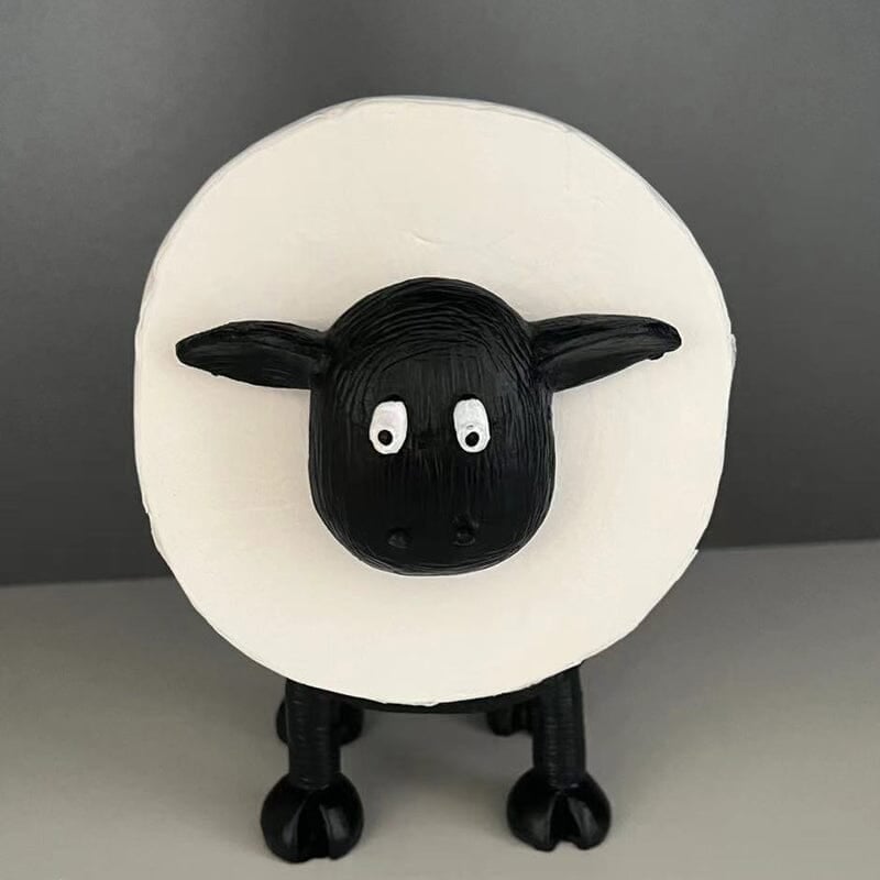 Sheep Design Toilet Paper Holder | Space-Saving & Sturdy | Black Resin