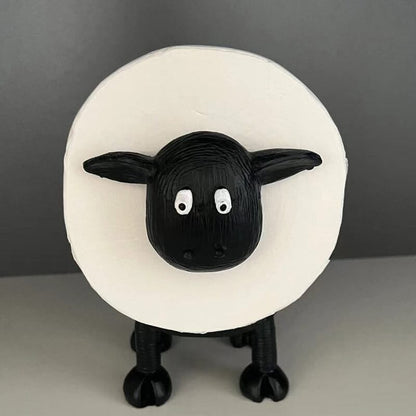 Sheep Design Toilet Paper Holder | Space-Saving & Sturdy | Black Resin