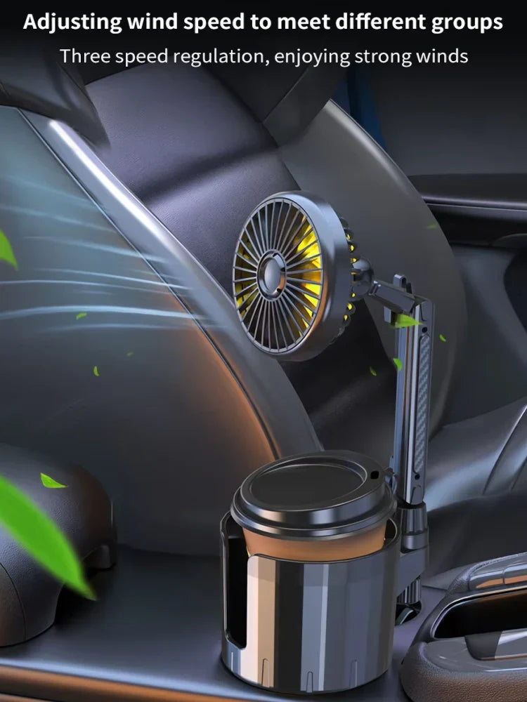 Adjustable Cooling Car Cup Holder Fan with USB Charging - 2-in-1
