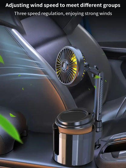 Adjustable Cooling Car Cup Holder Fan with USB Charging - 2-in-1