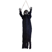 Black hair blue clothing