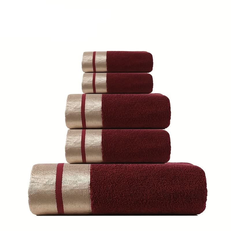 Soft Luxury Bathroom Towel Set Collection in Golden Weave