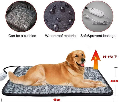 Heated Pet Bed with Temperature Control & Timer | Waterproof and Safe | Suitable for Dogs & Cats