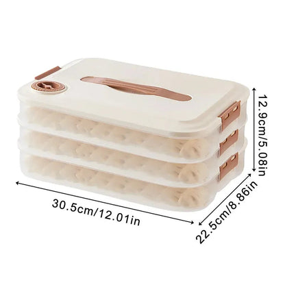 Stackable Food Storage Freezer Box with Freshness Feature | 3- and 4-Layer Containers for Dumplings, Meat & Cheese | Space-Saving and Food Safe