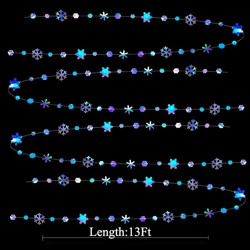 Holographic Snowflake Garland - 4m Iridescent Winter Decoration for Christmas, Weddings & Parties