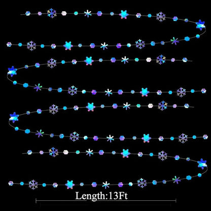 Holographic Snowflake Garland - 4m Iridescent Winter Decoration for Christmas, Weddings & Parties