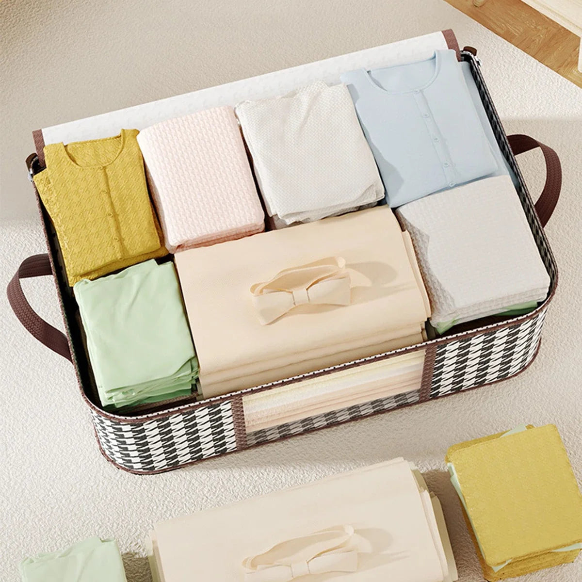 Foldable Clothing Storage Box | Dustproof Comforter Organizer with Handles | 60 × 40 × 30 cm