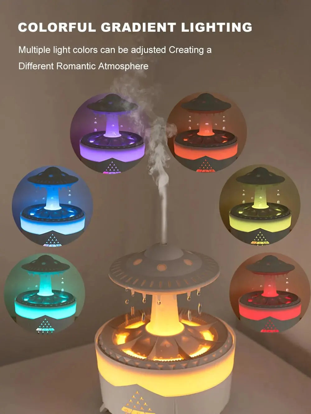 Ultrasonic Humidifier with Remote Control – 350 ml Aroma Diffuser with LED Light