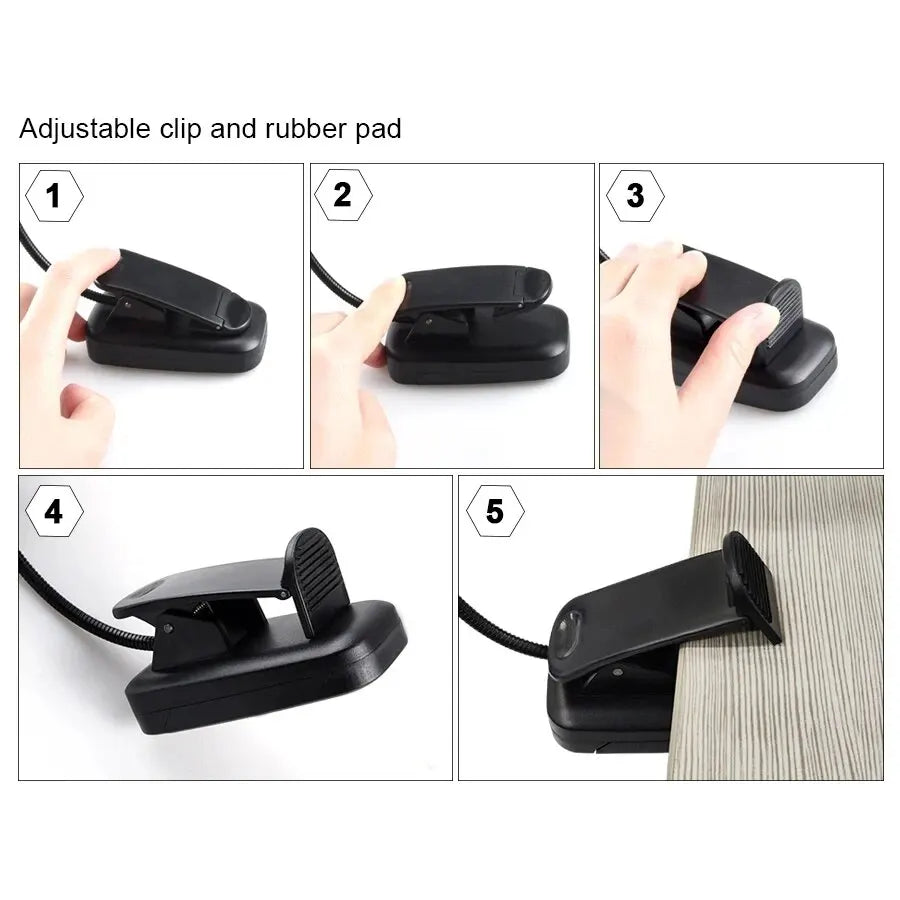 Flexible LED Reading Light with Clip-On Mount | Battery Operated & Portable | Ideal for Bed, Table & Books