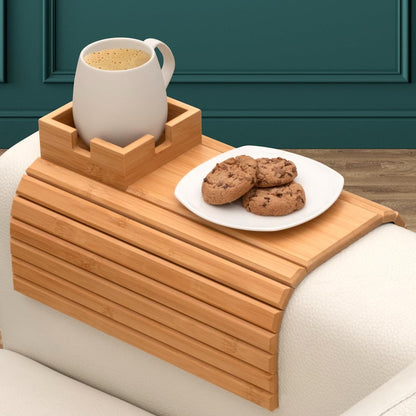 Sleek Sofa Side Tray | Drink Holder & Organizer for Armrests
