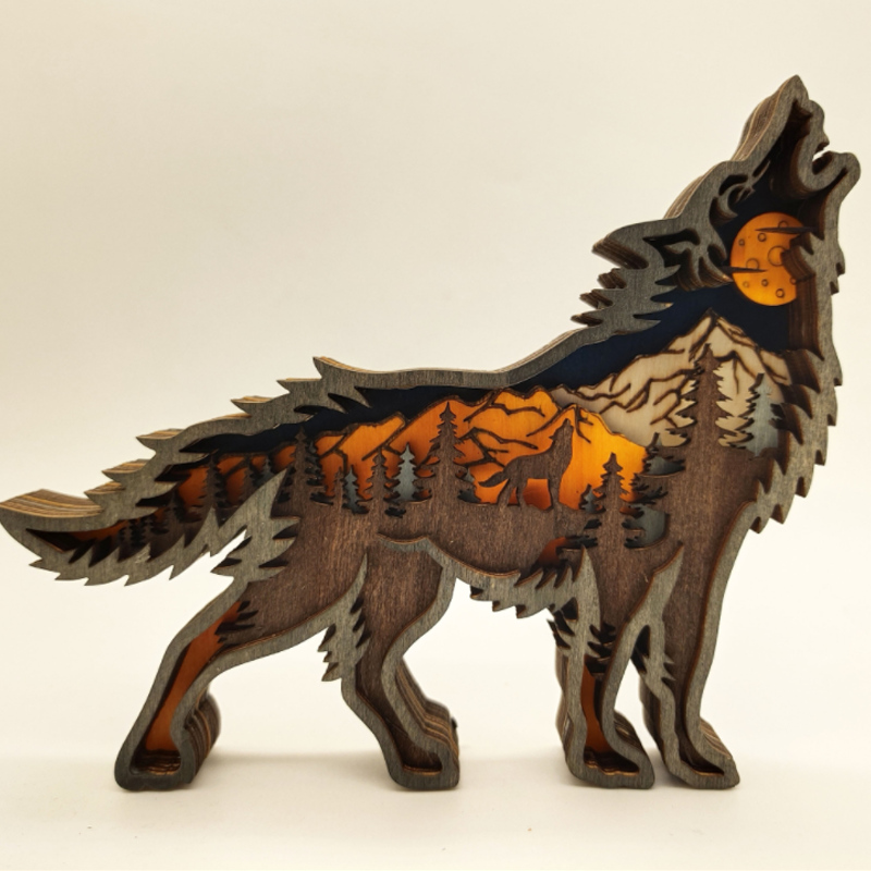 Hand-Carved Wooden Forest Animal Decoration | Natural Elegance & Rustic Charm for Home