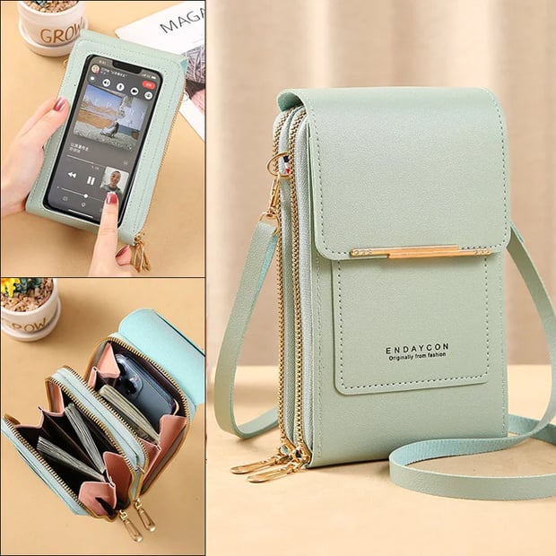 Smart Crossbody Wallet with Touchscreen Pocket and Security Features