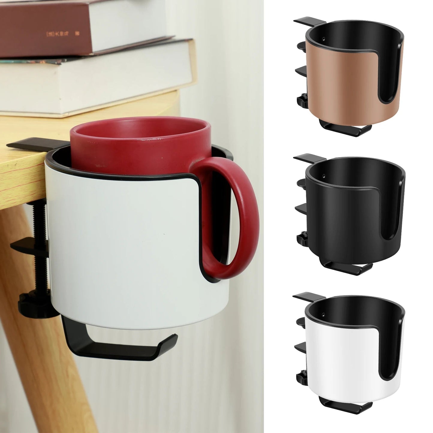 2-in-1 Desk Cup Holder with Adjustable Headphone Hook | 10 cm Diameter