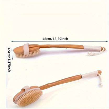 Back Cleaning Sponge Brush with Long Wooden Handle and Soft Bristles