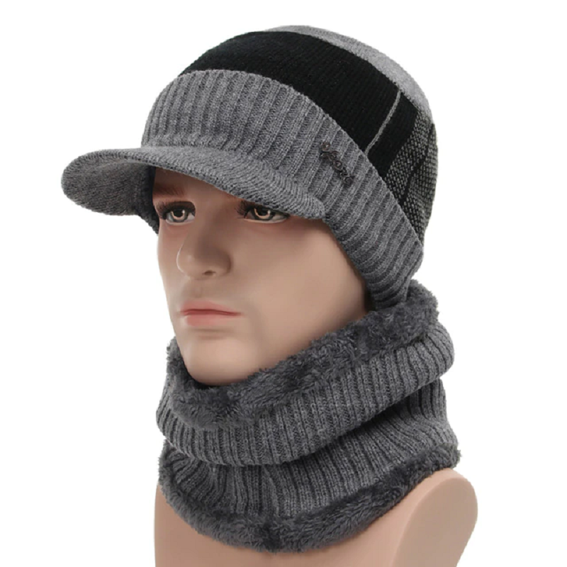 Scarf and Beanie Hat Set for Cold Weather