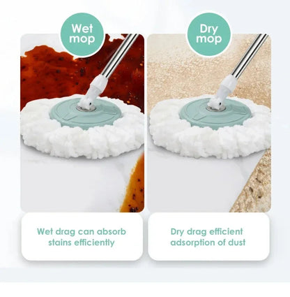 Automatic Rotating Mop Set with Bucket | Includes 3 Replacement Microfiber Heads | Spin Mop for Kitchen & Living Room
