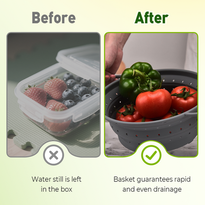 Collapsible Silicone Strainer for Quick, Space-Saving Draining