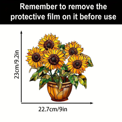 Acrylic Flower Pot with Solar Catcher | 2D Window Decoration | Vibrant Light Decor