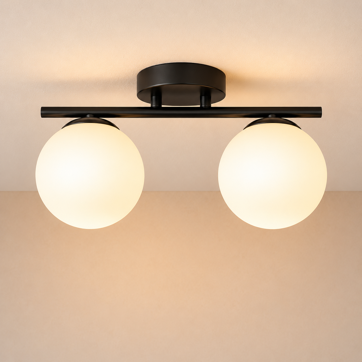 Globe Shade LED Ceiling Light in Opaline Finish