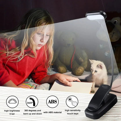 Flexible LED Reading Light with Clip-On Mount | Battery Operated & Portable | Ideal for Bed, Table & Books