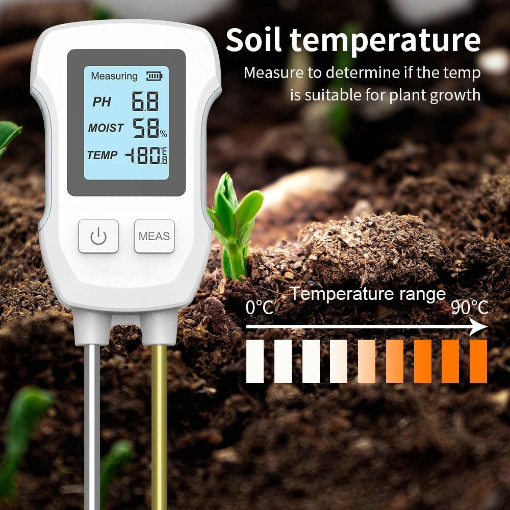 3-in-1 Soil Tester with Digital Display | pH, Moisture & Temperature Sensor | 25.3 cm Probe