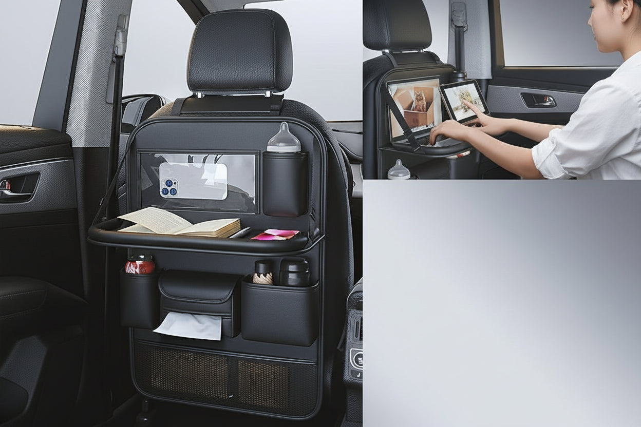 Sleek Leather Car Seat Back Organizer for Ultimate Convenience