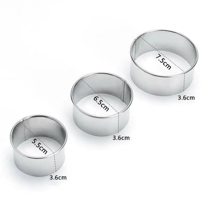 Set of 3 Round Cookie Cutters | Stainless Steel | Perfect for Dough and Pastry Shells