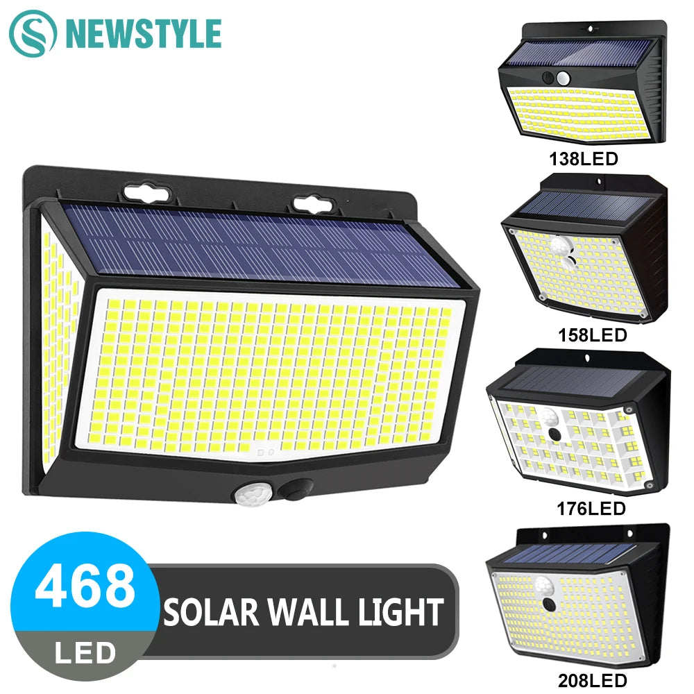 Solar LED Outdoor Light | 468/208/138 LEDs | Waterproof IP65 with 3 Modes
