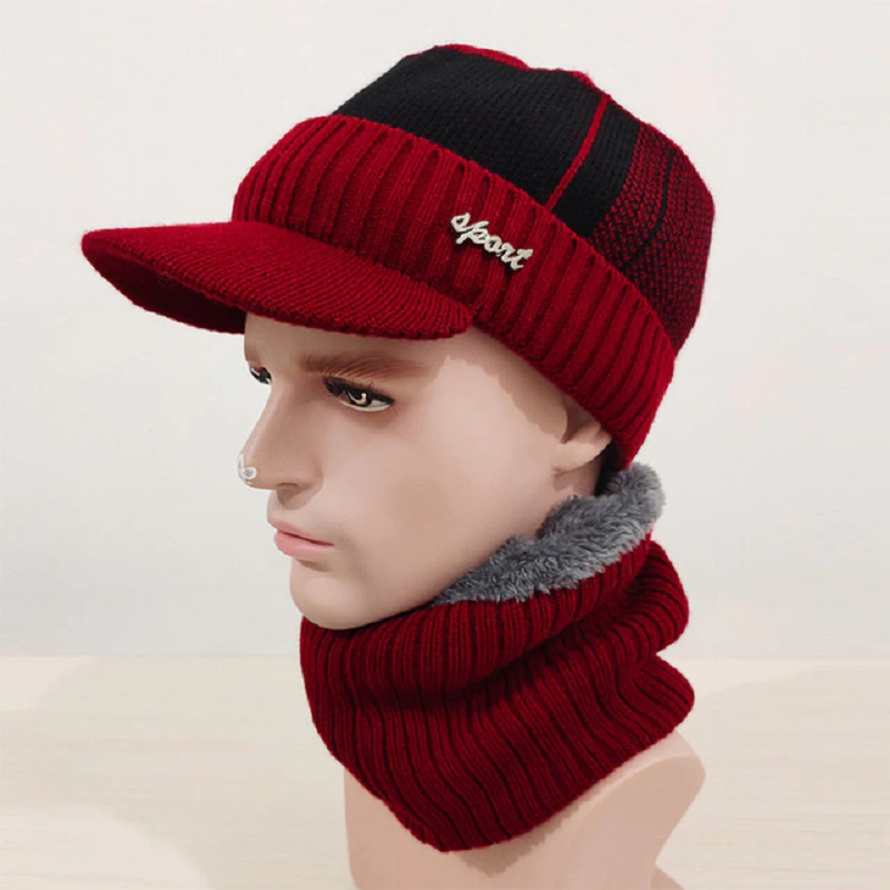 Scarf and Beanie Hat Set for Cold Weather