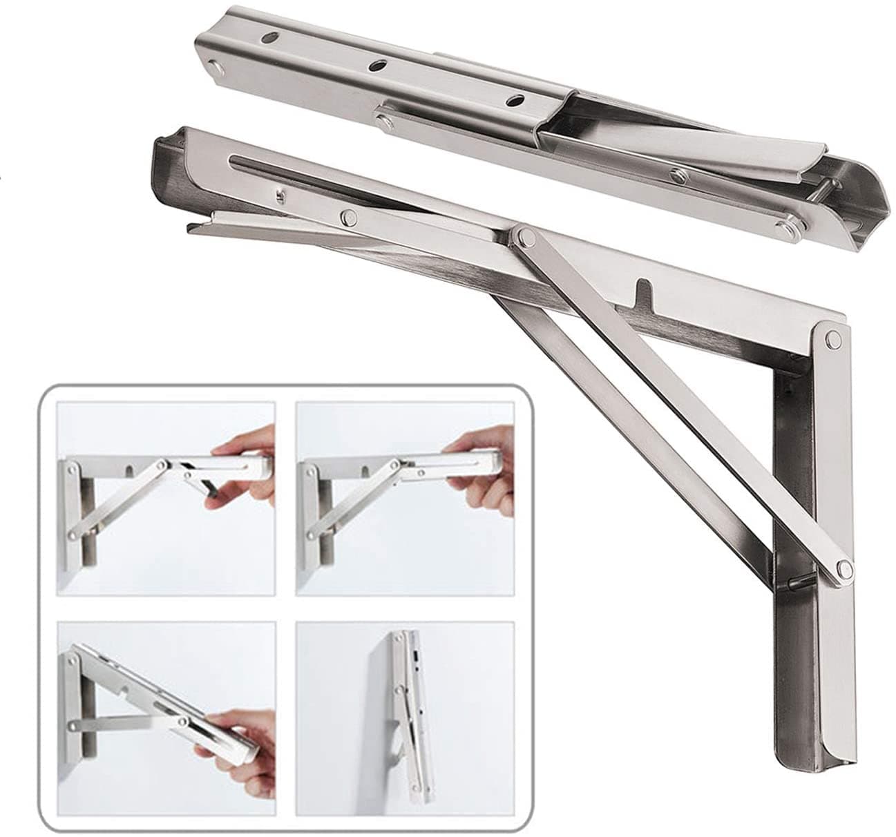 Space-Saving Folding Shelf Bracket for Versatile Use