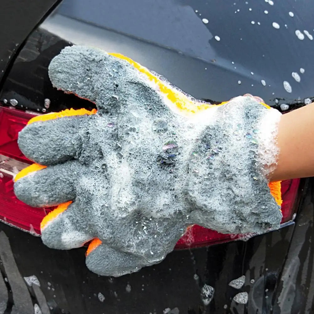 Dual-Sided Microfiber Car Wash Glove | Scratch-Free 5-Finger Design