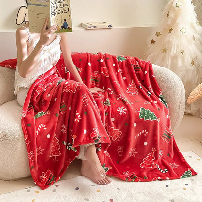 Cozy Red Flannel Christmas Blanket – Soft and Warm Throw