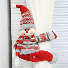 Christmas Curtain Tiebacks – Snowman, Santa & Reindeer Designs | 18×5.5 in