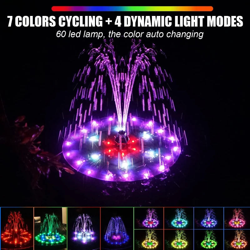 Solar-Powered Birdbath Fountain | 4W LED Garden Pump | 2000 mAh Battery | Patio & Pond