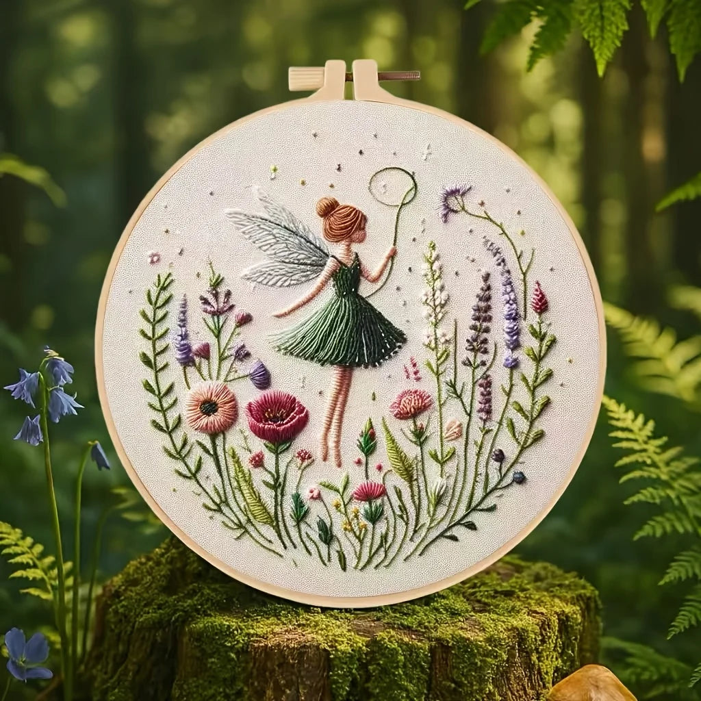 DIY Embroidery Kit for Enchanted Girl | Complete Beginner Set with 20 cm Hoop