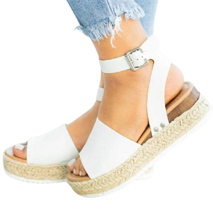 Platform Sandals for Women with Strap and Buckle
