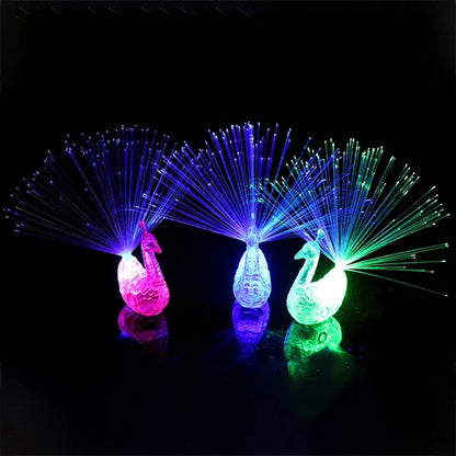 Set of 5 LED Finger Lights with Peacock Feather Design – Colorful Light Toys for Kids & Parties