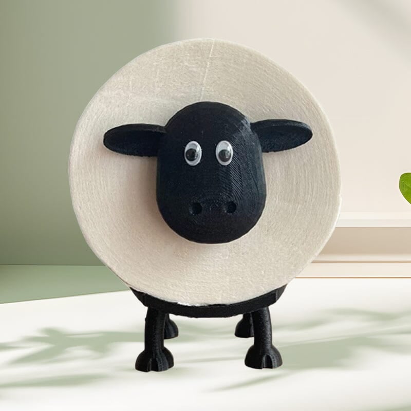 Sheep Design Toilet Paper Holder | Space-Saving & Sturdy | Black Resin