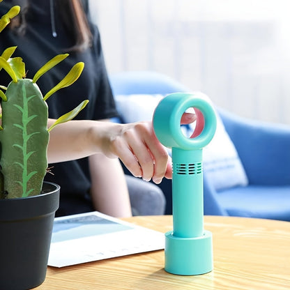 Portable Bladeless Handheld Fan - USB Rechargeable Mini Desk Fan with 3 Speed Settings for Travel, Camping, Office, and Home