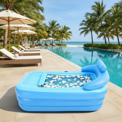 Portable PVC Bathtub with Relaxing Backrest – Foldable Design