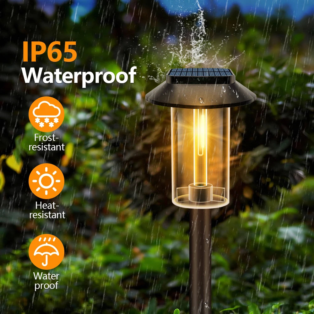2-Pack Solar Garden Lights | IP65 Waterproof | Automatic On/Off | LED Pathway Lights