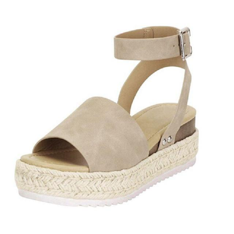 Platform Sandals for Women with Strap and Buckle