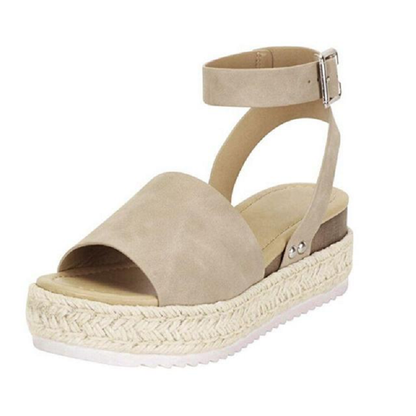 Platform Sandals for Women with Strap and Buckle