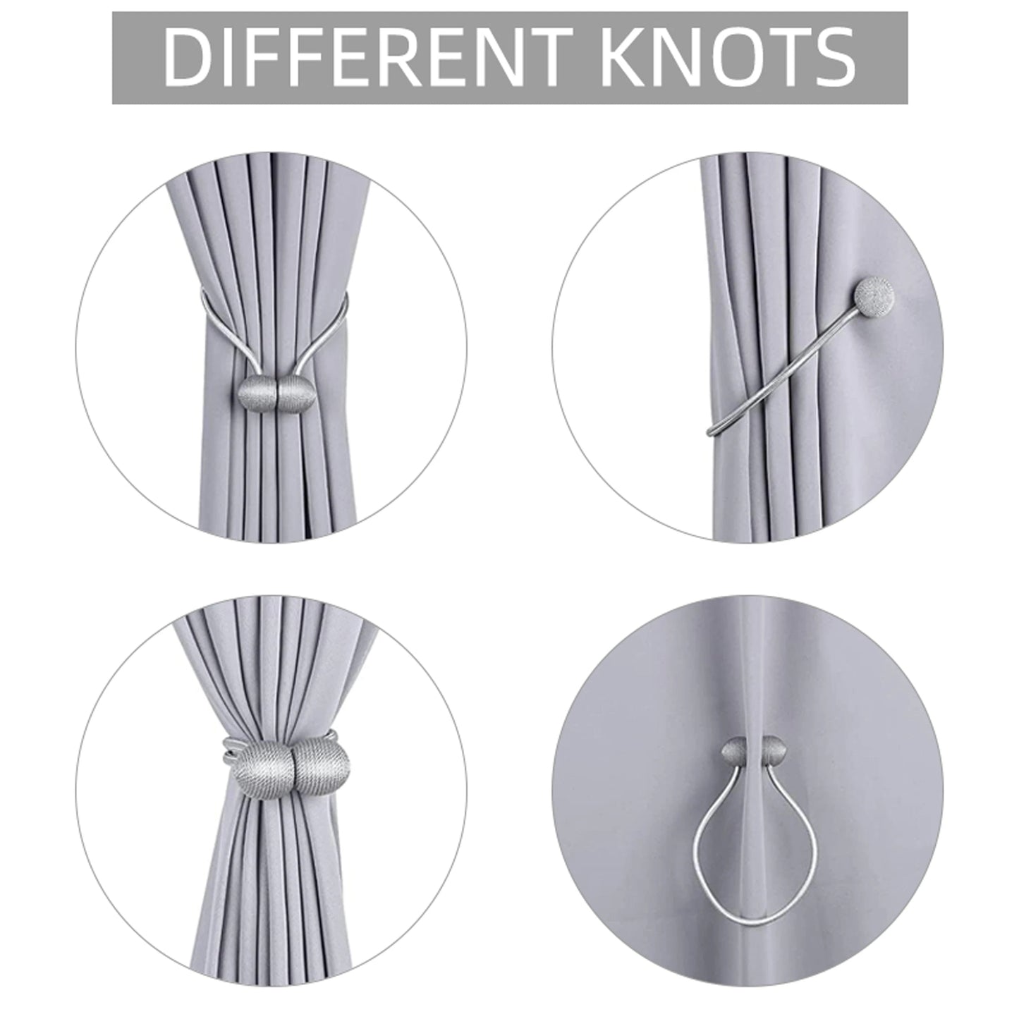 Magnetic Curtain Holders Set of 2 | Modern Design with Adjustable Cords for Living Room and Bedroom Curtains