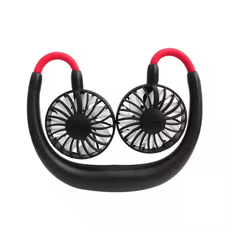 Neck Fan with LED Light | Rechargeable via USB | Portable and Hands-Free