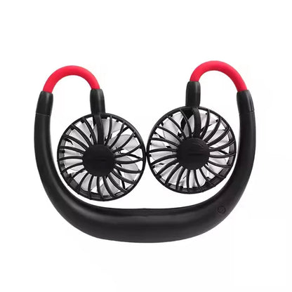 Neck Fan with LED Light | Rechargeable via USB | Portable and Hands-Free