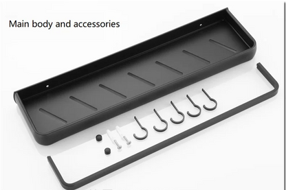 Corner Shelf in Black Aluminum – No-Drill Installation