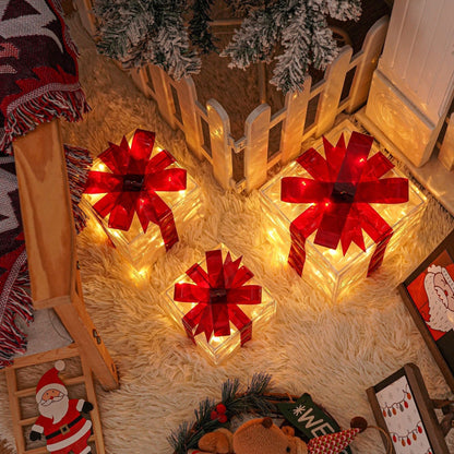 Illuminated Christmas Gift Boxes – Set of 3 LED Glow Boxes for Indoor & Outdoor